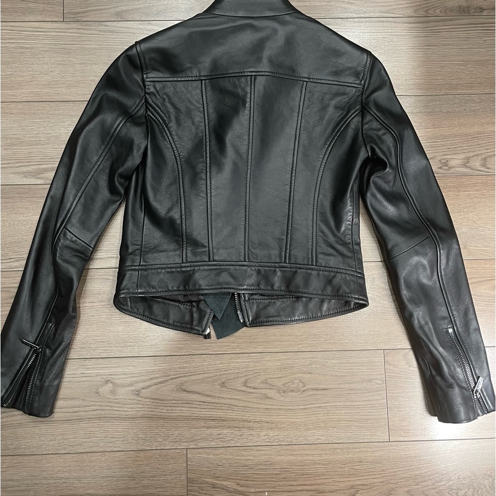 MARCIANO Daniel Moto-Zip Ruffle Leather Jacket - Picture 3 of 13